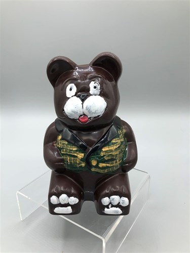 Finn Bear - Green Vest -Dark Choc